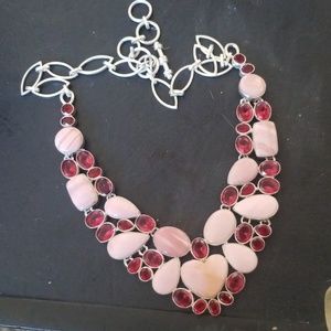 Pink tourmaline and pink opal statement necklace.